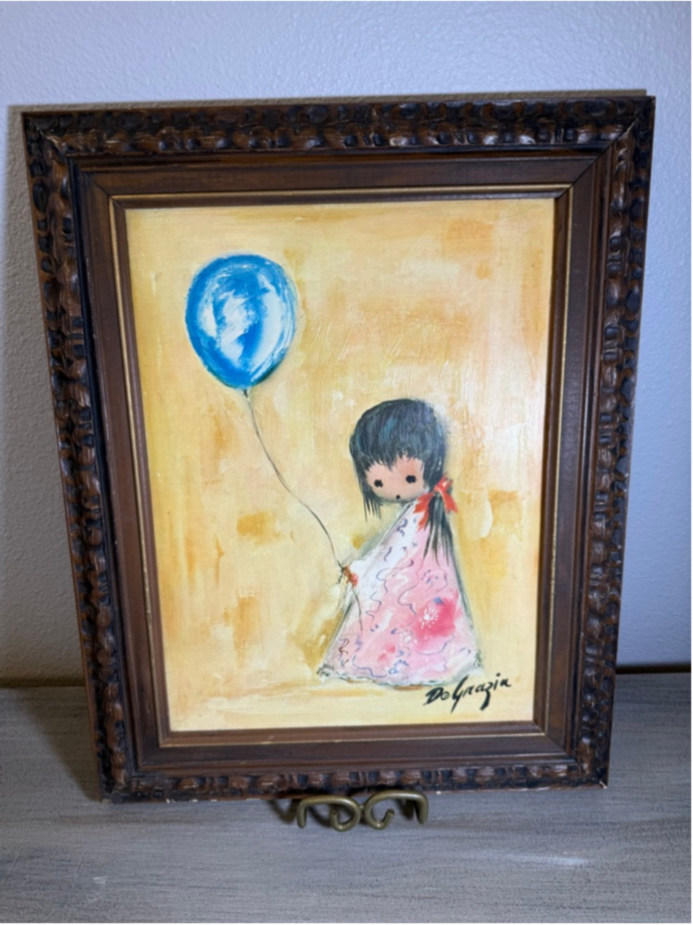 Vintage Orig Painting After De Grazia The Balloon Whimsical Folk Art